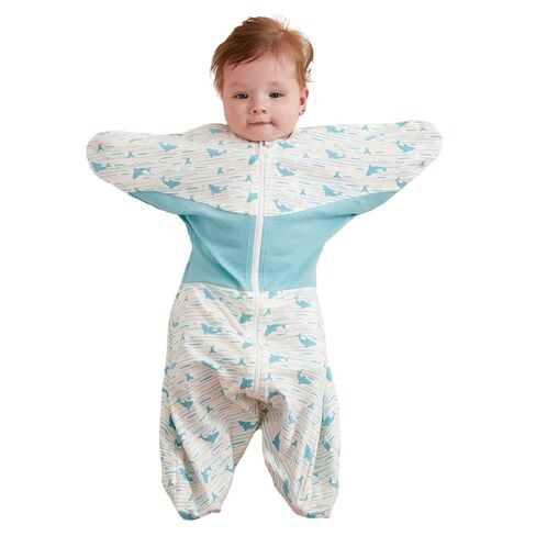 GROWNSY Swaddle Sleep Sack 3-6 Months, Starfish Design Baby Swaddle Sack, Dual-Zipper for Easy Diaper Changes, Proper Hip Development & Openable Foot Button, 12-20lbs, Whales and The Sea in Kuwait