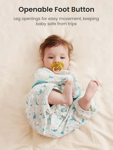 GROWNSY Swaddle Sleep Sack 3-6 Months, Starfish Design Baby Swaddle Sack, Dual-Zipper for Easy Diaper Changes, Proper Hip Development & Openable Foot Button, 12-20lbs, Whales and The Sea in Kuwait