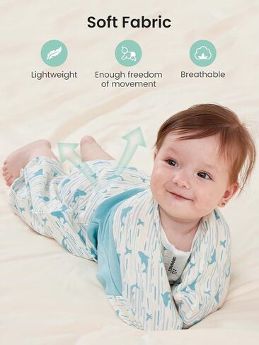 GROWNSY Swaddle Sleep Sack 3-6 Months, Starfish Design Baby Swaddle Sack, Dual-Zipper for Easy Diaper Changes, Proper Hip Development & Openable Foot Button, 12-20lbs, Whales and The Sea in Kuwait