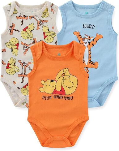 Disney Winnie the Pooh Tigger Baby Boys 3 Pack Sleeveless Bodysuit for Newborn and Infant in Kuwait