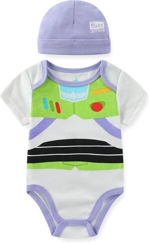 Disney Toy Story Buzz Lightyear Baby Boys Bodysuit with Hat Cap 2 Piece Set for Newborn and Infant in Kuwait