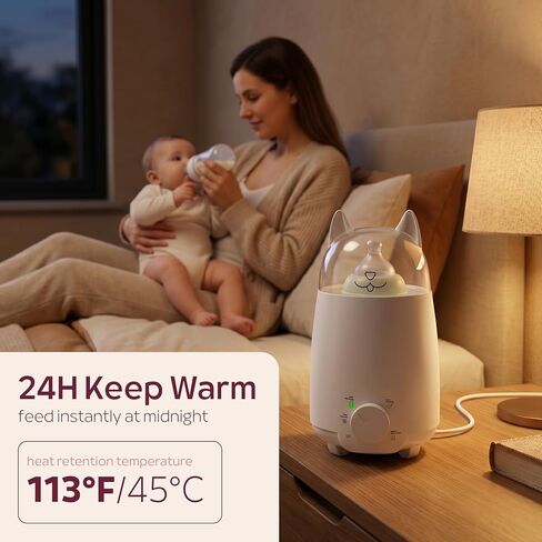 Baby Bottle Warmer for Breastmilk and Formula, 8-in-1 Defroster, Baby Food Heater, Steam Care Cycle, BPA-Free PP, CPSIA-Tested, 24H Keep Warm, Night Light, Auto Shut-Off in Kuwait