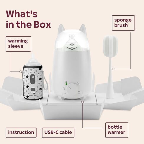 Baby Bottle Warmer for Breastmilk and Formula, 8-in-1 Defroster, Baby Food Heater, Steam Care Cycle, BPA-Free PP, CPSIA-Tested, 24H Keep Warm, Night Light, Auto Shut-Off in Kuwait