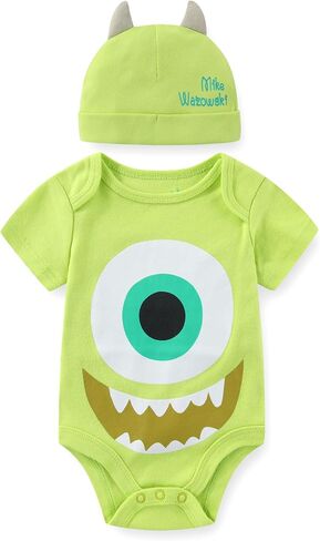 Disney Monsters Inc. Mike Wazowski Baby Boys Bodysuit with Hat Cap 2 Piece Set for Newborn and Infant in Kuwait