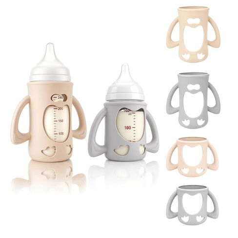 2-Pack Silicone Sleeves for Pigeon Glass Nursing Bottle, BPA-Free Drop-Resistant Baby Bottle Sleeves with Handles, Compatible with Pigeon Anti-Colic Wide Neck Glass Baby Bottles (5.4 oz) in Kuwait