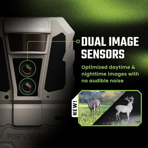 TACTACAM Reveal Pro 4.0 Cellular Trail Camera + Reveal FlexPack R5 Battery | Night Vision, Waterproof, Dual Sensors, 4K Photo, No-Glow/Low-Glow IR, GPS, LTE with Microfiber Cleaning Cloth in Kuwait