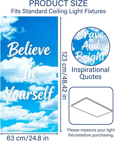 Yigney 8 Pcs Fluorescent Light Covers for ceiling lights Classroom Office | with 80 Magnets 4 x 2 Feet Magnetic Light Cover Filter , Easy Install for Office Hospitals Drop Home Ceiling Supplies in Kuwait