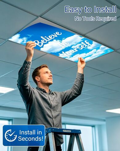 Yigney 8 Pcs Fluorescent Light Covers for ceiling lights Classroom Office | with 80 Magnets 4 x 2 Feet Magnetic Light Cover Filter , Easy Install for Office Hospitals Drop Home Ceiling Supplies in Kuwait