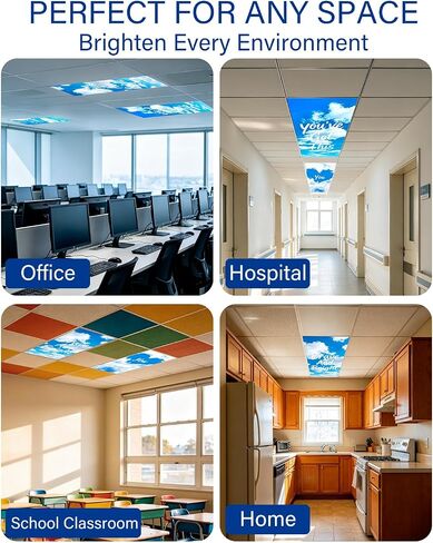 Yigney 8 Pcs Fluorescent Light Covers for ceiling lights Classroom Office | with 80 Magnets 4 x 2 Feet Magnetic Light Cover Filter , Easy Install for Office Hospitals Drop Home Ceiling Supplies in Kuwait