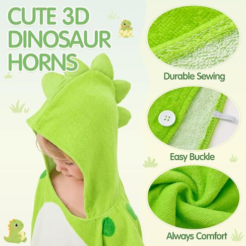 9 Pcs Cotton Baby Bath Towel Set 3 Dinosaur Baby Hooded Towels 21.6'' x 45" and 6 Washcloths Set Ultra Absorbent Soft Newborn Bath Gifts Essentials for Infants Toddlers Kids Boys and Girls in Kuwait