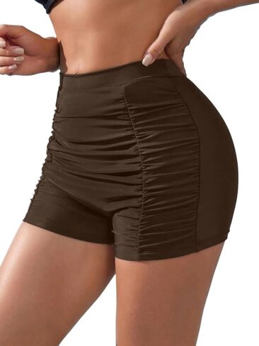 Women's High Waist Ruched Control Cheeky Bikini Bottom, Butt Lift in Kuwait