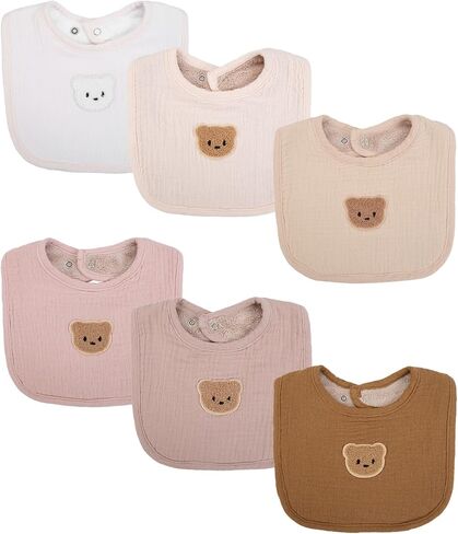 Cute Bear Baby Bibs for Unisex Boys Girls Soft Terry Cloth Adjustable Teething Drooling Bibs for Newborn Toddler in Kuwait