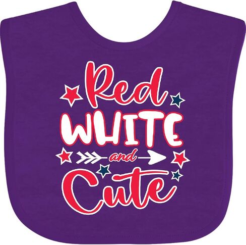 inktastic 4th Of July Red White and Cute with Arrow and Stars Baby Bib in Kuwait