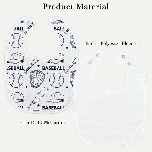 Baby Bibs for Baby Boys Girls 6-Pack Baseball Drool Bibs Soft Absorbent Cotton Infant Feeding Bandana Bibs Teething Drooling Nursery Gifts for Newborn Toddlers Feeding Baby Stuff in Kuwait