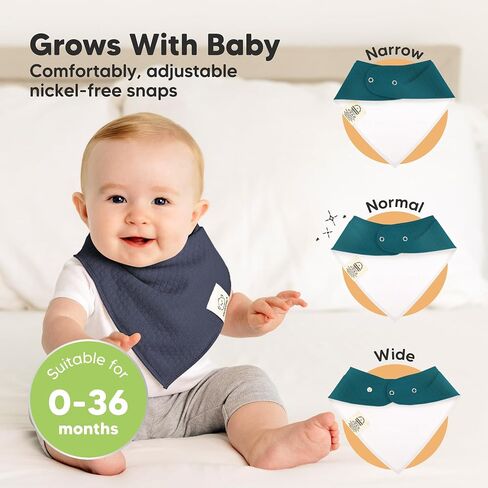 KeaBabies 8-Pack Bandana Bibs for Kids and 6-Pack Burp Cloths for Baby Boys and Girls - Cotton Baby Scarf for Drooling & Teething - Large Infant Burping Rags in Kuwait