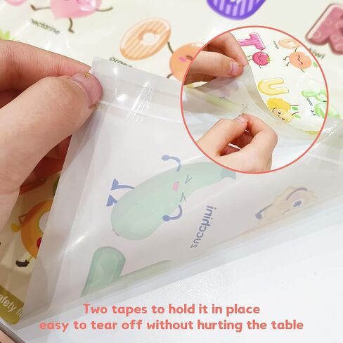 Disposable Placemats for Baby Kids Placemats for Restaurants Dining Table, Sticky Disposable Placemats for Toddlers - Animal, Fruit, Alphabet, Star, and Shape Designs, 40-Pack, 12x16 Inches in Kuwait