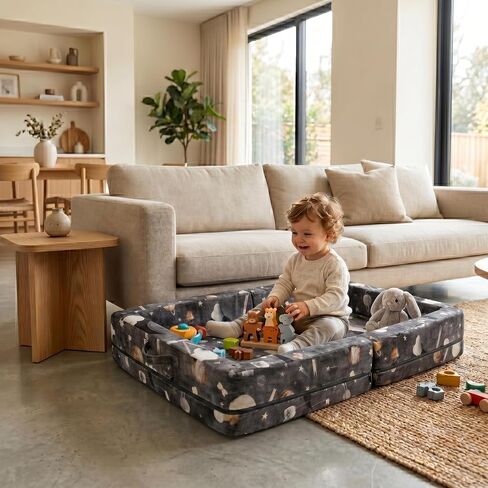 Portable Toddler Bed — Foldable Toddler Travel Bed & Folding Floor Bed for Kids/Toddlers 1-5, High-Density Foam, Safety Rails, Washable Cover, No Assembly in Kuwait