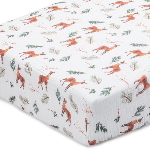 LollyBanks Muslin Crib Sheets 2 Pack, 100% Cotton Baby Crib Sheets for Boys and Girls, Soft and Breathable Neutral Baby Fitted Sheet for Standard 52"x28" Mattress, Registry (Dogs and Paws Design) in Kuwait