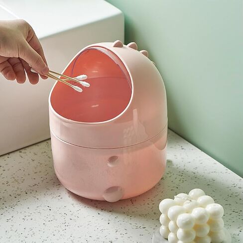 OSALADI Cartoon Flip-top Mini Trash Can Small Pink Plastic Waste Paper Container Desktop Garbage Bin for Office and Home Use in Kuwait
