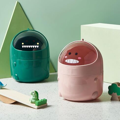 OSALADI Cartoon Flip-top Mini Trash Can Small Pink Plastic Waste Paper Container Desktop Garbage Bin for Office and Home Use in Kuwait