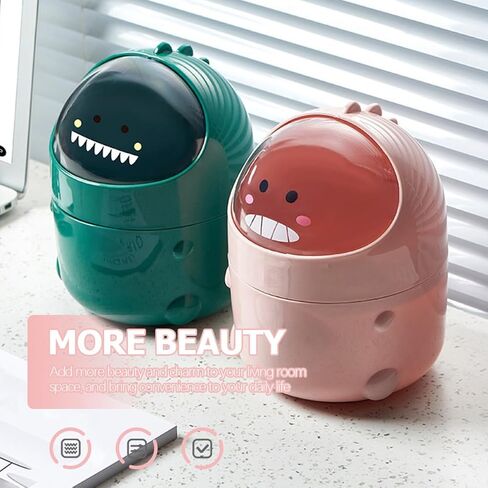 OSALADI Cartoon Flip-top Mini Trash Can Small Pink Plastic Waste Paper Container Desktop Garbage Bin for Office and Home Use in Kuwait