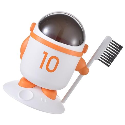 Mini Astronaut Trash Bin with Lid and Brush, Small Desktop Garbage Can for Bedroom and Dormitory, Orange Cartoon Wastebasket for Home and Room in Kuwait
