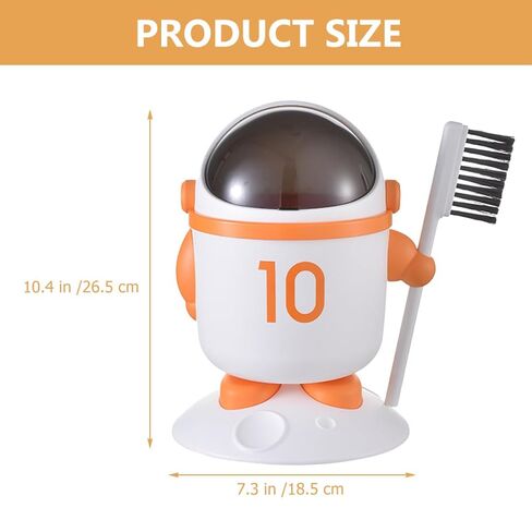 Mini Astronaut Trash Bin with Lid and Brush, Small Desktop Garbage Can for Bedroom and Dormitory, Orange Cartoon Wastebasket for Home and Room in Kuwait