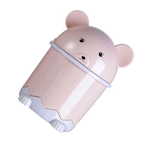 KALLORY Cartoon Animal Desktop Trashcan Small Flip Lid Plastic Waste Bin Cute Rubbish Basket for Office Bedroom Nursery Countertop Storage in Kuwait