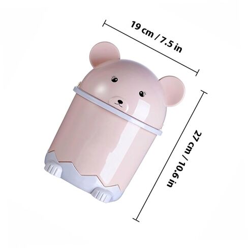 KALLORY Cartoon Animal Desktop Trashcan Small Flip Lid Plastic Waste Bin Cute Rubbish Basket for Office Bedroom Nursery Countertop Storage in Kuwait