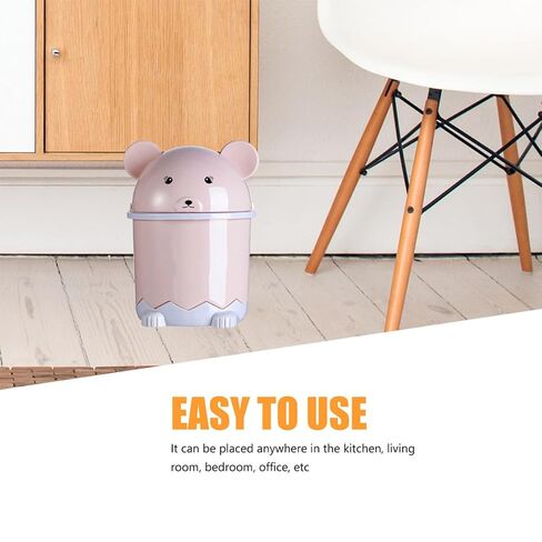 KALLORY Cartoon Animal Desktop Trashcan Small Flip Lid Plastic Waste Bin Cute Rubbish Basket for Office Bedroom Nursery Countertop Storage in Kuwait