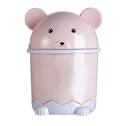KALLORY Cartoon Animal Desktop Trashcan Small Flip Lid Plastic Waste Bin Cute Rubbish Basket for Office Bedroom Nursery Countertop Storage in Kuwait