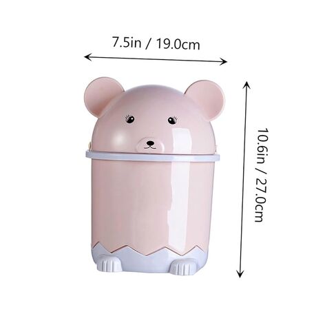 KALLORY Cartoon Animal Desktop Trashcan Small Flip Lid Plastic Waste Bin Cute Rubbish Basket for Office Bedroom Nursery Countertop Storage in Kuwait