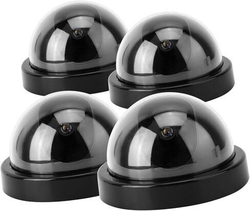 SUNGOOYUE Dummy Fake Camera 4 Pack ABS Dome Fake Security Camera with Flashing LED 360 Degree Rotation 45 Degree Fixed Angle for Supermarkets Hotels Offices Parking Lots (Black) in Kuwait