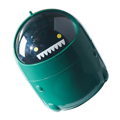 jojofuny Cartoon Dinosaur Small Trash Bin with Lid Mini Desktop Garbage Can Green Tabletop Waste Paper Container for Office Home Storage in Kuwait