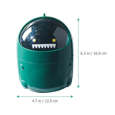 jojofuny Cartoon Dinosaur Small Trash Bin with Lid Mini Desktop Garbage Can Green Tabletop Waste Paper Container for Office Home Storage in Kuwait