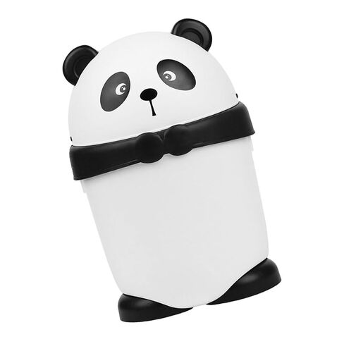 Cartoon Panda Trash Can with Lid, Small Plastic Garbage Bin for ’ Room, Cute Countertop Wastebasket for Nursery and Household Use in Kuwait