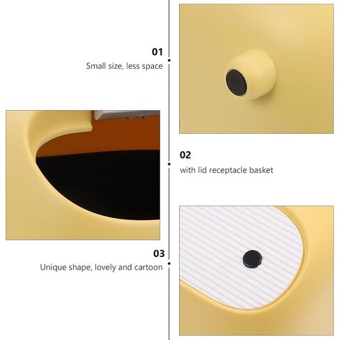 BESPORTBLE Mini Desktop Trash Can with Lid, Cartoon Waste Container for Table, Double-Layer Press Type Garbage Bin for Home and Office Use, Yellow in Kuwait