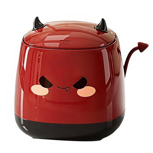 Desk Bin, Mini Trash Bin, 1.3 litres Small Waste Bin Cartoon Deskbin with Press Lid, for Bedroom, Study, Office Desk, Kitchen Countertop, Children's Room Waste Basket Can (Black Red) in Kuwait