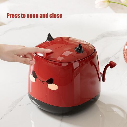 Desk Bin, Mini Trash Bin, 1.3 litres Small Waste Bin Cartoon Deskbin with Press Lid, for Bedroom, Study, Office Desk, Kitchen Countertop, Children's Room Waste Basket Can (Black Red) in Kuwait