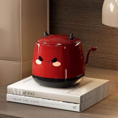 Desk Bin, Mini Trash Bin, 1.3 litres Small Waste Bin Cartoon Deskbin with Press Lid, for Bedroom, Study, Office Desk, Kitchen Countertop, Children's Room Waste Basket Can (Black Red) in Kuwait