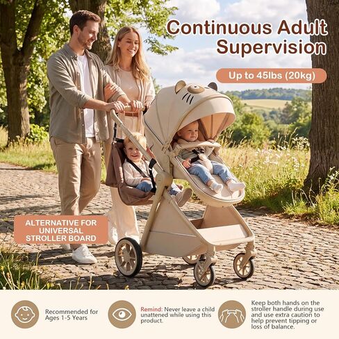 Stroller Hammock Extra Seat for Toddler, ALTERNATIVE for Stroller Board with 5-Point Harness, Detachable Seat Attachment For Kids to Ride, Compatible Book-Fold Strollers, for 3-5 Years Old,Up to 45 lb in Kuwait