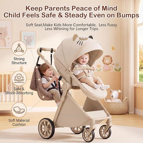Stroller Hammock Extra Seat for Toddler, ALTERNATIVE for Stroller Board with 5-Point Harness, Detachable Seat Attachment For Kids to Ride, Compatible Book-Fold Strollers, for 3-5 Years Old,Up to 45 lb in Kuwait