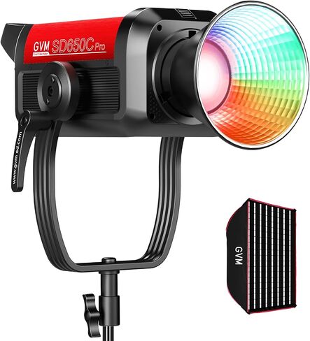 GVM 650W RGB Video Light with Softbox, Studio Lights with Bowen Mount, 101000 Lux/1m Photography Lighting of DMX, RDM, COB Continuous Output Recording, Film Photo Spotlight, IP65, 2000-10000K, CRI 97+ in Kuwait