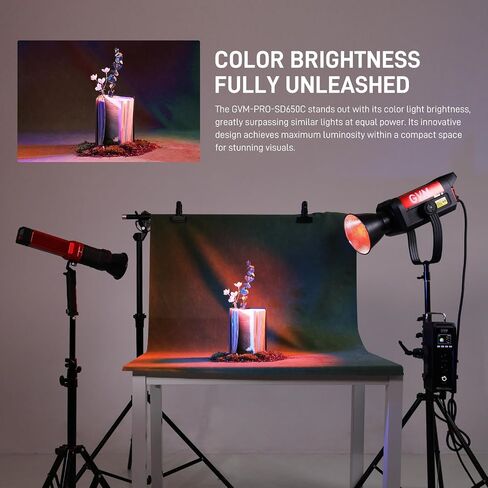 GVM 650W RGB Video Light with Softbox, Studio Lights with Bowen Mount, 101000 Lux/1m Photography Lighting of DMX, RDM, COB Continuous Output Recording, Film Photo Spotlight, IP65, 2000-10000K, CRI 97+ in Kuwait