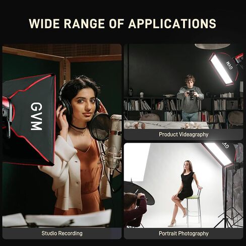 GVM 650W RGB Video Light with Softbox, Studio Lights with Bowen Mount, 101000 Lux/1m Photography Lighting of DMX, RDM, COB Continuous Output Recording, Film Photo Spotlight, IP65, 2000-10000K, CRI 97+ in Kuwait