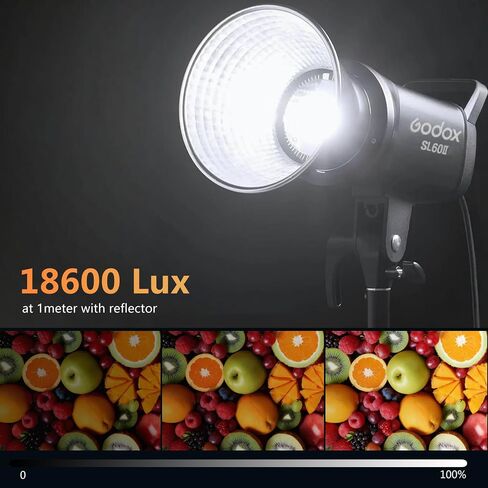 Godox SL60II-D LED Video Light, Continuous Lighting for Studio Photography | 70W 5600K Daylight Dimmable APP Controlled with Bowens Mount 8 FX Fade Flash Strobe Effects in Kuwait