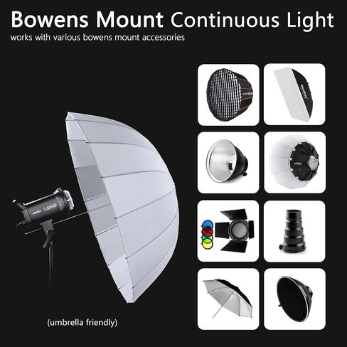 Godox SL60II-D LED Video Light, Continuous Lighting for Studio Photography | 70W 5600K Daylight Dimmable APP Controlled with Bowens Mount 8 FX Fade Flash Strobe Effects in Kuwait
