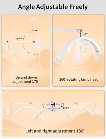 SITTO Wall Mounted Half Moon Beauty Light, LED Hanging Lash Lamp, White | Beauty moon light with Phone Holder, Dimmable Brightness for Tattoo, Nail, Barbershop, Eyelash in Kuwait