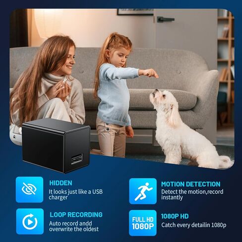 Hidden Spy Camera for Home Use, Mini Security Wireless WiFi Camera-USB Charger Camera - HD Nanny Cam,Indoor Nanny Cam for Baby, Pets, Motion Detection Alert in Kuwait