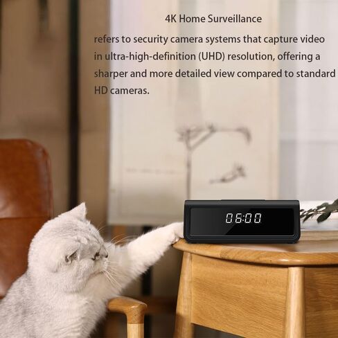 Hidden Spy Camera Clock – 4K WiFi Security Camera with Night Vision, Motion Detection, and 160° Wide Angle for Home & Office Surveillance in Kuwait
